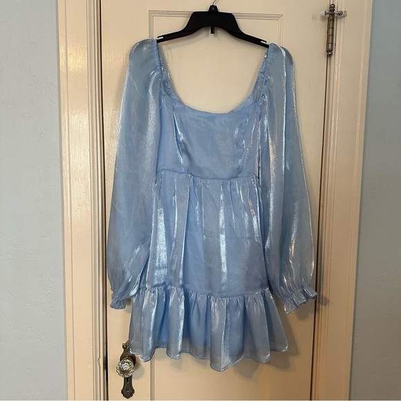 Midnight Doll Dress Blue Pastel Open Back with Bows Prom Wedding Easter Size L - Picture 4 of 15